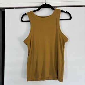 Mustard Olive Ribbed Madewell Tank size medium